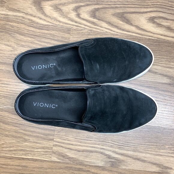Vionic Effortless Mule Shoe Womens Size 11 Black Nubuck Leather Comfort Slip On - Picture 9 of 13